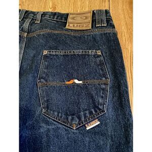 Lugz Jeans Men's Tagged Sz 38 Y2K Skater Wear Embellished With Logo Blue Jeans G